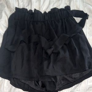 black ruffled dressy shorts